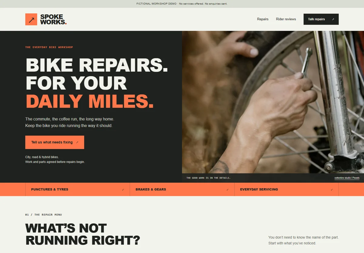 Spoke Works website — open demo