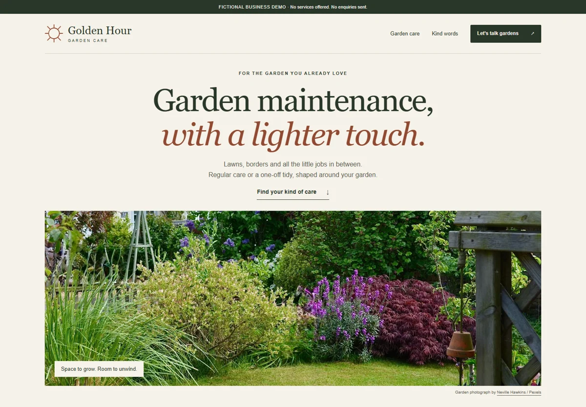 Golden Hour website — open demo