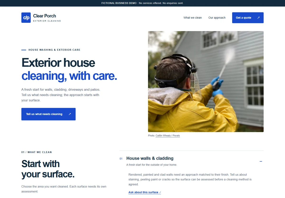 Clear Porch website preview